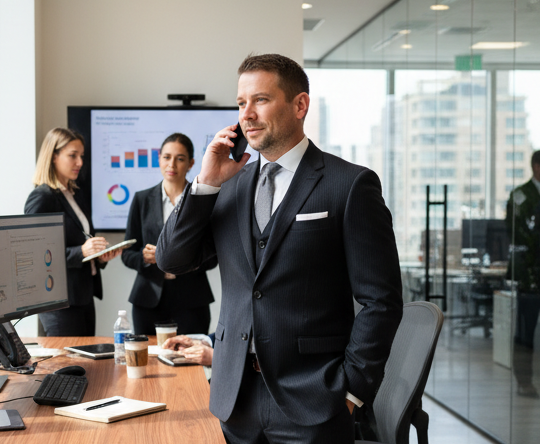 Man on the phone in a meeting room